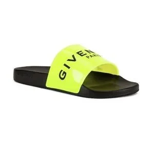 GIVENCHY New Men’s Fluo Yellow Rubber Slides Size 6 EU 39 Givenchy Mens Pool Flat Fluo Neon Yellow PVC Rubber Sandal  main image 3